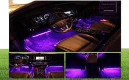 Car LED Strips Light 4pcs 48 LEDs Multicolor Cars Interior Lights Under Dash Lighting Waterproof Kit with Music and Remote Contro1806317