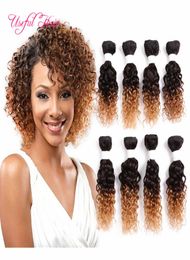 Whole ombre brown human hair extensions bug 8inch burgundy Colour weave 8bundles loose wave deep curly Brazilian human braiding6982917