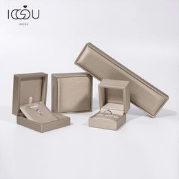 Boxes Iogou New Leather with Convex Edge Plush Jewellery Storage Box Portable Packaging Box Europeanstyle Exquisite Jewellery Case Set
