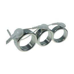 1piece DIY 26mm28mm30mm for choose electric shock stainless steel delay ejaculation cock ring electro penis sex toy 240102