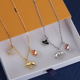 with BOX Designers Pendant Plane Flower Design Stainless Steel Necklaces Never Fade Good Quality Women Men Jewelry