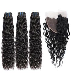 Brazilian Nature Wave Human Hair Weaves 3 Bundles with 13x4 Lace Frontal Ear to Ear Full Head Natural Colour Human Hair Extensions8203089