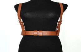 Sexy Punk PU Leather Belts For Women Brown Black Slim Body Bondage Cage Sculpting Harness Waist Belt Straps Suspenders7902471