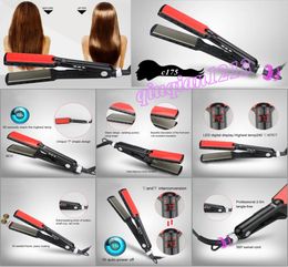 Professional Hair Straighteners 7 Shape Design Dual Voltage LED Digital Display Hard Titanium Heating Plate Flat Iron Salon Stylin6451286
