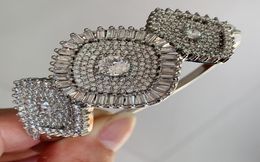 Crown Wedding Bangle Stunning luxury Jewellery 925 Silver Fill Princess Cut White Topaz CZ Diamond Party Wrist Women Bracelet For Lo5863596