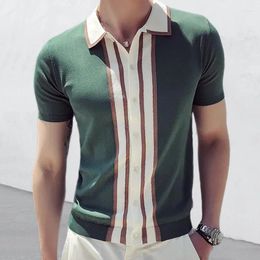 Men's Polos Short Sleeve Sweater 2024 Summer Europe And The United States Slim Lapel Color POLO