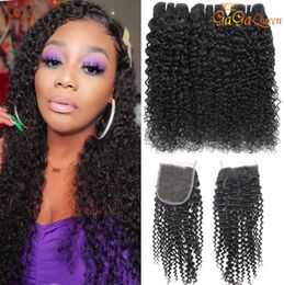 Brazilian Kinky Curly Hair Bundles With Closure Brazilian Curly Virgin Hair With Closure Unprocessed Brazilian Human Hair Extensio9910044