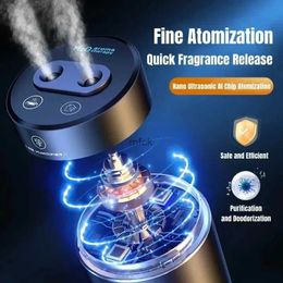 Humidifiers New 380ML Double Spray Vehicle Air Humidifier USB Charging Mini Essential Oil Diffuser with Mood Light Wireless Car Aroma Hum