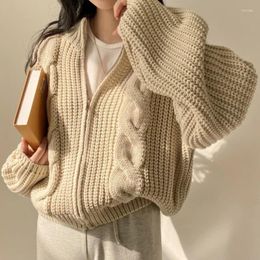 Women's Knits Cropped Cardigan Oversized Sweater Long Sleeve Tops Zipper Knitted Korean Fashion In Autumn Winter Clothes Women