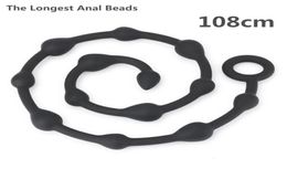 New Longest Anal Beads 108cm Anal Plug Sex toys for Woment and Men Silicone Prostate Massager Erotic Flirt Toy Drop Y19103789738