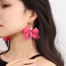 Dangle Earrings Trendy Exaggerated Flower Petal Pearl Tassel Drop For Women Personality Holiday Fashion Jewellery Ear Accessories AE069