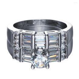 Cluster Rings Hainon Trendy Silver Color Set Full White Zircon Jewelry For Women Wedding Engagement Ring Distribution