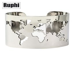 World Map Cutout Cuff Bangle Bracelet Travel Peace Jewellery Stainless Steel 40mm Wide Laser Engraving Fine Polished Circle Angle 21329966