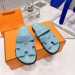 Summer Mules Sandals Slides Slippers Quality Beach Classic Flat Men and Women's Luxury Designer Leather factory footwear Size 36-42