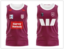 2023 2024 New Australia Queensland Maroons Home Away Rugby Sleeveless Shirt Men Sport Training Vest Sportwear Outdoor Sweatshirts T-shirts