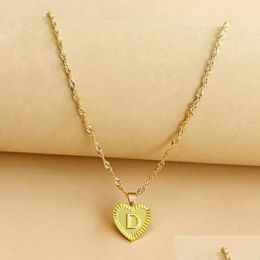 Pendant Necklaces 26 English Initial Necklace Gold Chains Letter Heart Pendant Necklaces For Women Fashion Jewlry Gift Will And Drop D Dhzhc