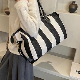 Evening Bags Large Women Tote Bag Casual Striped Canvas Handbag Shoulder Designer Ladies Big Travel Zipper Messenger Brand