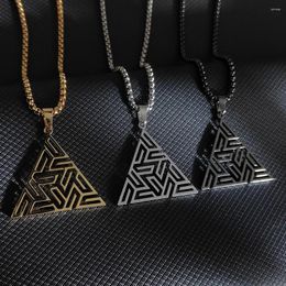 Pendant Necklaces Fashion Men Stainless Steel Necklace Triangle Hip Hop For Creative Jewelry Accessories Anniversary Gift