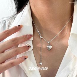 Pendants Trendy S925 Sterling Silver Delicate Gift Simple Heart Pendant Necklace In Sweater Chain Adjustable Length Fine Jewellery
