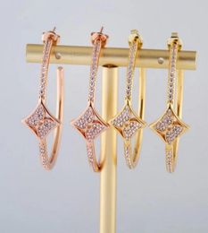 Europe America Fashion Style Lady Women Titanium Steel Engraved V Initials Cshape Setting Full Diamond Hoop Stud Earrings 3 Color4955272