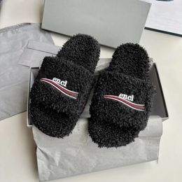 New Fashion Slippers Fluffy Sandale Teddy Bear Womans Vintage Slipper Tazz Designer Sandal House Slides Travel Black Winter Flat Fuzzy Outdoors Casual Shoe Box High