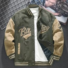 Leisure retro letter embroidered bomber jacket for men's couples college baseball jacket hip-hop street clothing loose jacket 03 240102