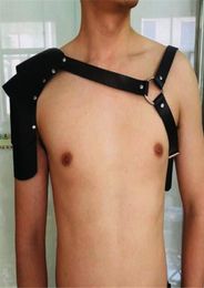 Belts Black Faux Leather Adjustable Men Body Chest Harness Bondage Shoulder Costume Armors Buckles Top5139036