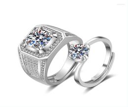 Wedding Rings Wedding Rings 2Pcs Set Men Womens Lovers Fine Jewelry Ring Simple Engagement Adjustable Drop Delivery 2022 Dhkn23669122