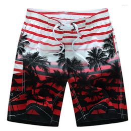 Men's Shorts 2024 Summer Men Beach Quick Dry Coconut Tree Printed Elastic Waist 4 Colors M-6XL Drop AYG219