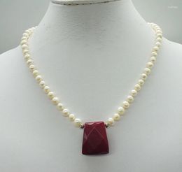 Choker 6-7MM Natural White Freshwater Pearl Necklace Semi Jewel Pendant Classic Italian Jewellery 17"