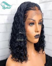 Bythair Pre Plucked Short Bob Wet Wavy Lace Front Wig For Black Women Full Lace With Baby Hair Bleached Knots6265986