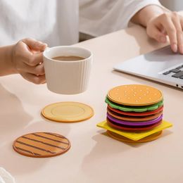 Cartoon Hamburger Styling Silicone Dining Table Placemat Coaster Kitchen Accessories Mat Cup Mug Heatresistant Coffee Drink Pad 240102