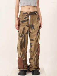 Women's Jeans Vintage High Street Baggy Cargo Pants Women Y2k Streetwear Loose Wide Leg Camouflage Casual Straight Trouser