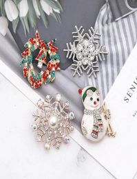 Silver Color Christmas Crystal Snowflake Brooch Colorful Enamel Tree Broches Gift Jewelry Decorative Pins Snowman Bell Brooches3613852