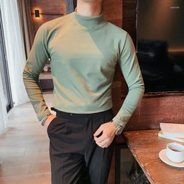 Men's T Shirts Men T-Shirts Fashion Autumn Winter Long Sleeve Slim Fit All Match Soft Velvet Turtleneck Plus Size 3XL 8 Color