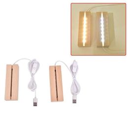 Wooden Led Lamp Base USB Cable Switch Night Light 3D Leds Nights Lamps Bases Long Acrylic DIY WoodenLamp Bases 150mm D207662465