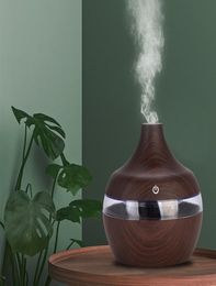 Electric Air Humidifier Essential Aroma Oil Diffuser Ultrasonic Wood Grain Humidifier USB Mini Mist Maker LED Light9903745