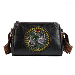 Evening Bags 2024 Retro PU Leather Women Pillow Handbags Brand Designer Female Shoulder Cross Body Lady's Wide Strap Casual Bag