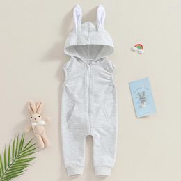 Clothing Sets Toddler Baby Girl Easter Outfit Clothes Ear Oneise Romper Zipper Hooded Bodysuit Sleeveless Jumpsuit