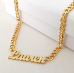 Personalised Name Necklaces For Women and Men Punk Nameplate Jewelry Stainless Steel Curb Chain Custom Letter Necklace Collier1621722