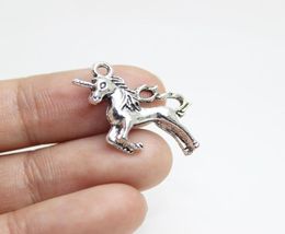 30pcs Unicorn Charm 24x21mm Antique silver gold tone 3d unicorn Charms pendant7416406