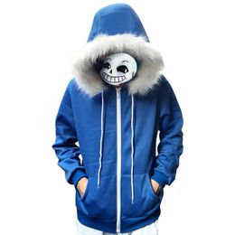 Men's Sweatshirt Undertale Sans Blue Coat Cosplay Jacket Hoodie Cardigan Sweatshirts Casual Men's Solid Costume Oversized 240102
