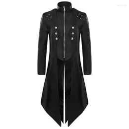 Men's Trench Coats Medieval Jacket Black Victorian Coat Gothic For Men Clothing Steampunk Tailcoat Halloween Costume