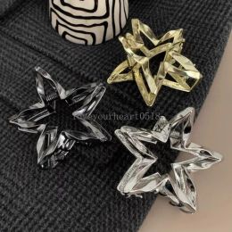 Fashion Simple Wrinkle Pentagram Hair Claw Korea Y2K Girls Sweet Cool Metal Star Grab Clip Hairpin for Women Headdress