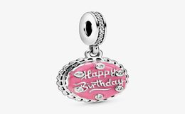 New Arrival 100 925 Sterling Silver Pink Birthday Cake Dangle Charm Fit Original European Charm Bracelet Fashion Jewellery Accessor9706142