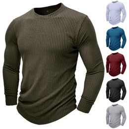 Men's T Shirts Man Shirt Spandex For Men Long Sleeved Round Neck Retro Bottom Workout Tops Short Sleeve