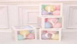 Gift Wrap Plastic Transparent Cube Balloon Box With Baby Love Sticker For Baby Shower Birthday4543250