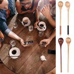 Spoons Long Wooden Spoon Tasting Mixing Honey Chef For Stirring Boiling Coffee Tea Milkshake