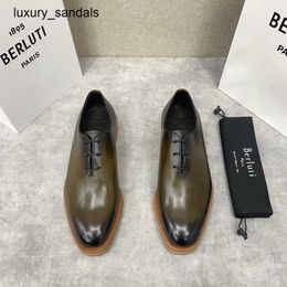 Berluti Mens Leather Shoes Formal 23 New Bruti Mens 3cm Thick Sole Elevated Lace Up Derby Trendy Urban Style Rj