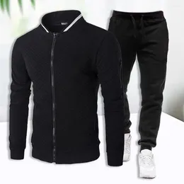 Men's Tracksuits Stylish Men Activewear Stand Collar Zipper Jacket Jogger Pants Sports Wear Set For Autumn Winter Outdoor Activities